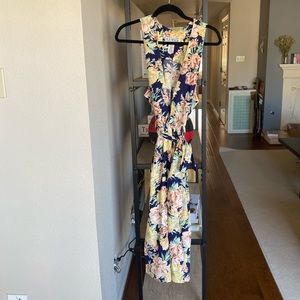 Vintage floral v-neck jumpsuit